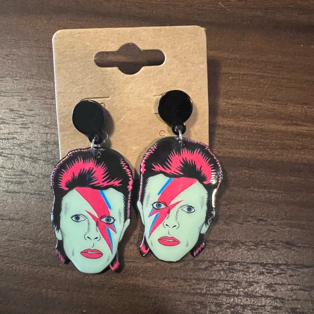 David Bowie Lighting Bolt Dangle Earrings Ziggy Stardust NEW